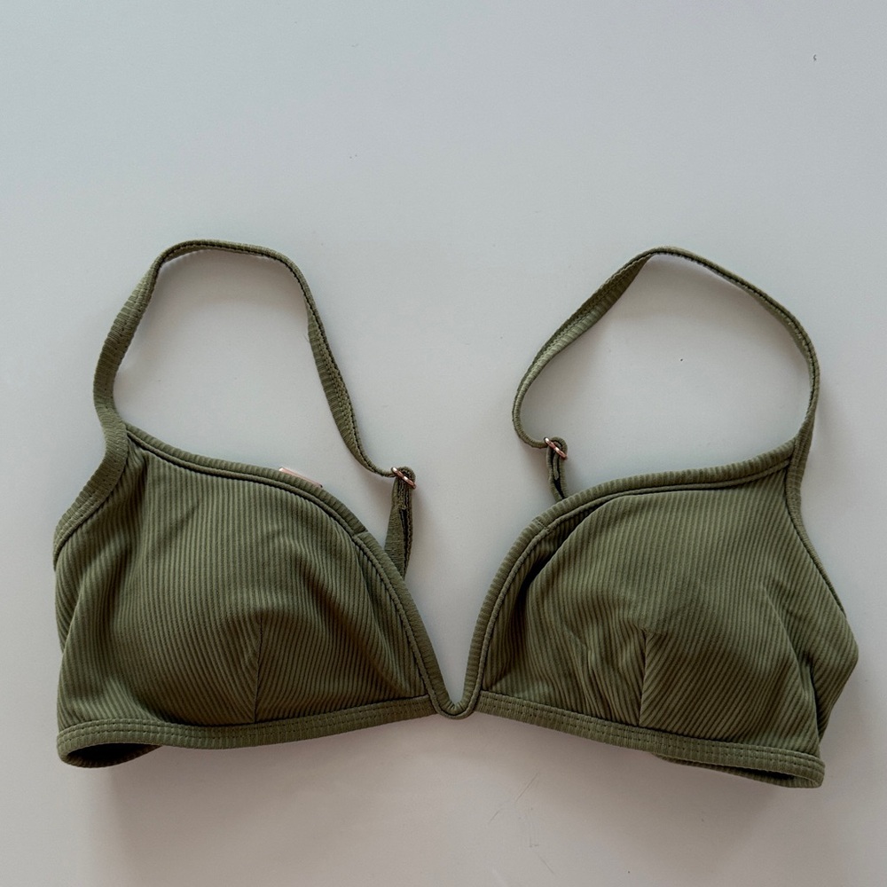 Somerfield Swim Olive Green Ribbed Bikini Top